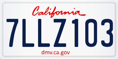 CA license plate 7LLZ103