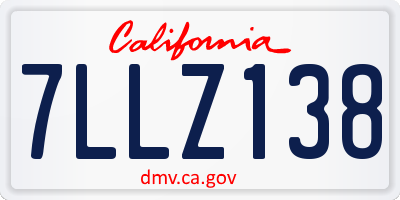 CA license plate 7LLZ138