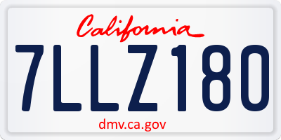 CA license plate 7LLZ180