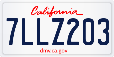 CA license plate 7LLZ203