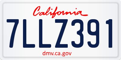 CA license plate 7LLZ391
