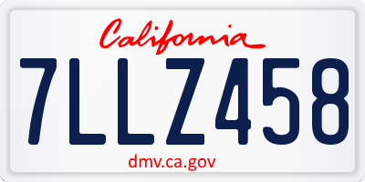 CA license plate 7LLZ458