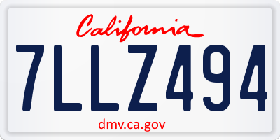 CA license plate 7LLZ494