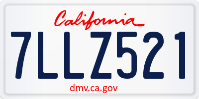 CA license plate 7LLZ521