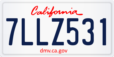 CA license plate 7LLZ531