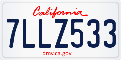 CA license plate 7LLZ533