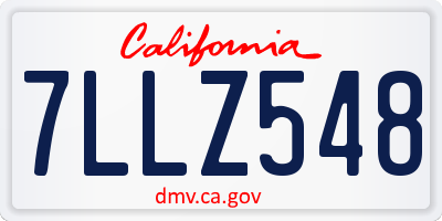 CA license plate 7LLZ548