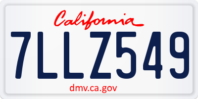 CA license plate 7LLZ549