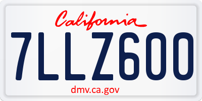 CA license plate 7LLZ600