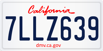 CA license plate 7LLZ639