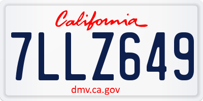 CA license plate 7LLZ649