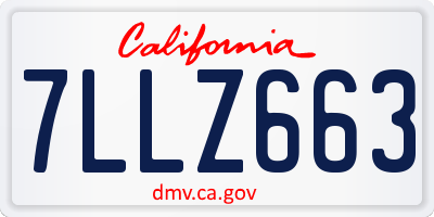 CA license plate 7LLZ663