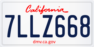 CA license plate 7LLZ668