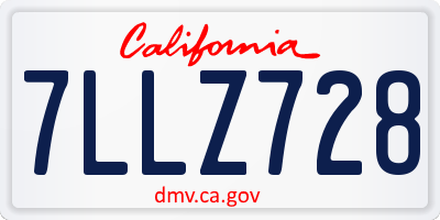 CA license plate 7LLZ728