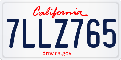 CA license plate 7LLZ765