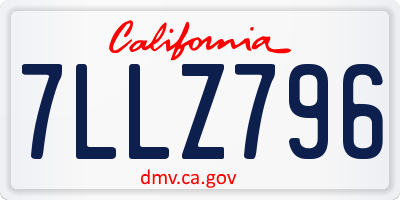 CA license plate 7LLZ796