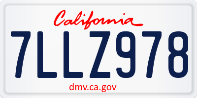 CA license plate 7LLZ978