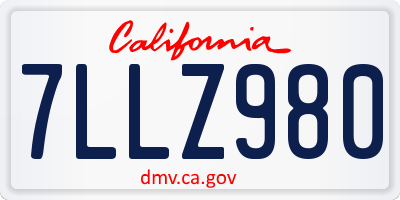 CA license plate 7LLZ980