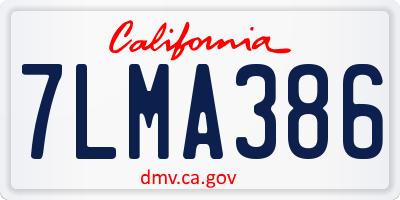 CA license plate 7LMA386