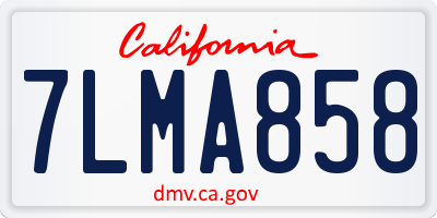 CA license plate 7LMA858