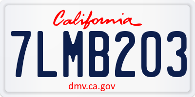 CA license plate 7LMB203