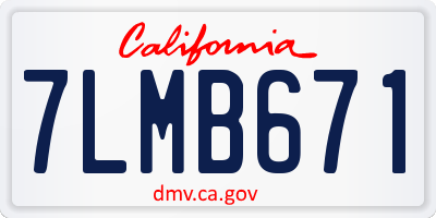 CA license plate 7LMB671