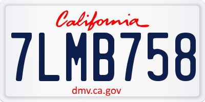 CA license plate 7LMB758