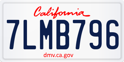 CA license plate 7LMB796