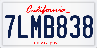 CA license plate 7LMB838