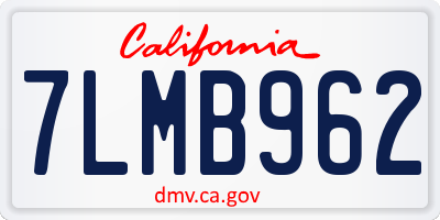 CA license plate 7LMB962