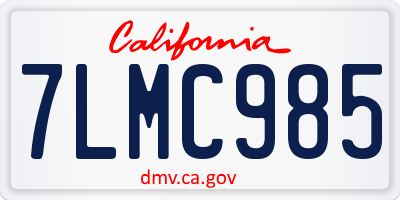 CA license plate 7LMC985
