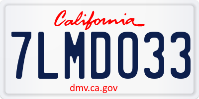 CA license plate 7LMD033