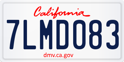 CA license plate 7LMD083