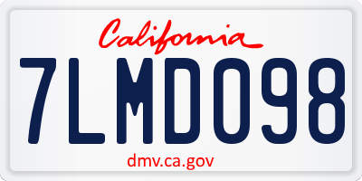 CA license plate 7LMD098