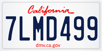 CA license plate 7LMD499