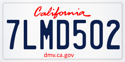 CA license plate 7LMD502