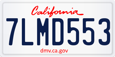 CA license plate 7LMD553