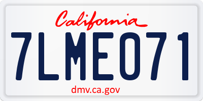 CA license plate 7LME071