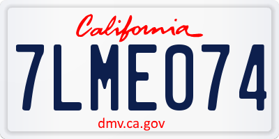 CA license plate 7LME074
