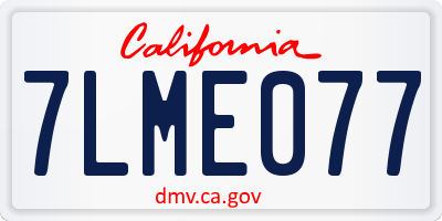 CA license plate 7LME077