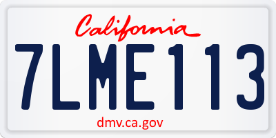 CA license plate 7LME113