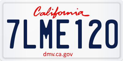 CA license plate 7LME120