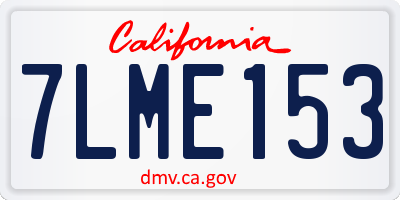 CA license plate 7LME153