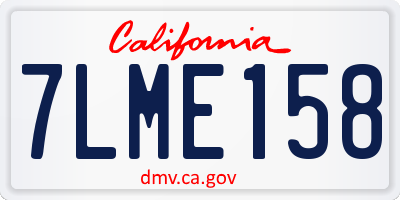 CA license plate 7LME158