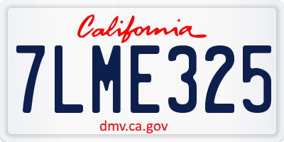 CA license plate 7LME325