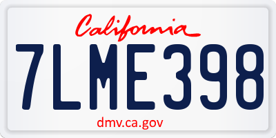 CA license plate 7LME398