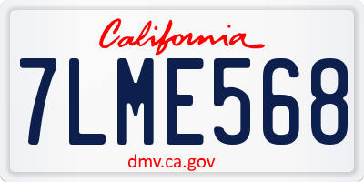CA license plate 7LME568