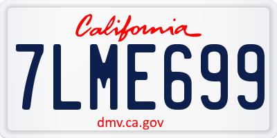 CA license plate 7LME699