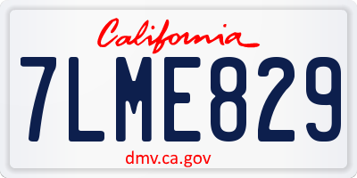 CA license plate 7LME829