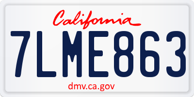 CA license plate 7LME863